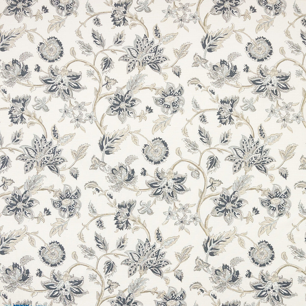 Tiru Vine Charcoal by Kravet Basics Designer Fabric CEYLON COTTON - 100% Pakistan MEDIUM Horizontal: 27 and Vertical: 27 54 - Swanky Fabrics -