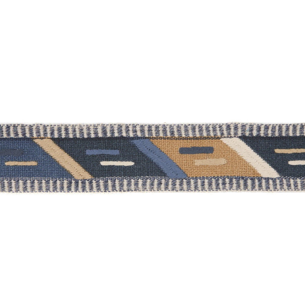 Abbe Tape Camel/Blue by Lee Jofa Designer Trim MERKATO JUTE - 55%;COTTON - 35%;POLYESTER - 10% India - Horizontal: 2.70284 and Vertical: 15.51178 2.6792 - Swanky Fabrics -