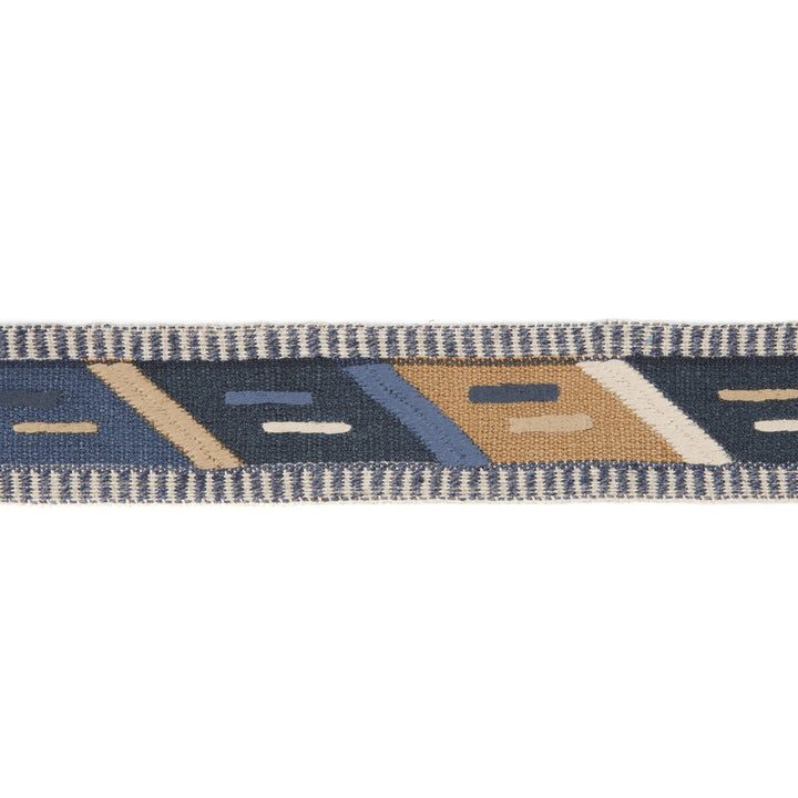 Abbe Tape Camel/Blue by Lee Jofa Designer Trim MERKATO JUTE - 55%;COTTON - 35%;POLYESTER - 10% India - Horizontal: 2.70284 and Vertical: 15.51178 2.6792 - Swanky Fabrics -