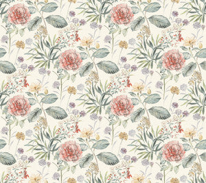 Midsummer Floral Coral Wallpaper by York Wallcoverings Designer