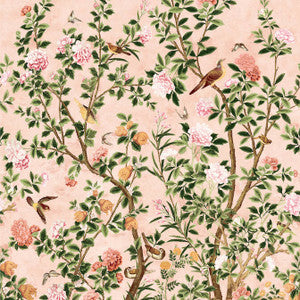 Jardin Bloom Mural 3 Panel Set Pink TM13667 by Thibaut Designer Wallpaper