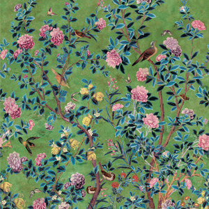 Jardin Bloom Mural 3 Panel Set Green TM13669 by Thibaut Designer Wallpaper