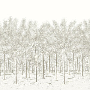 Palm Grove Mural - 5 Panel Full Set Beige TM13948 by Thibaut Designer Wallpaper