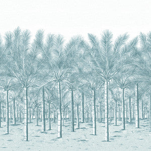 Palm Grove Mural - 5 Panel Full Set Spa Blue TM13949 by Thibaut Designer Wallpaper
