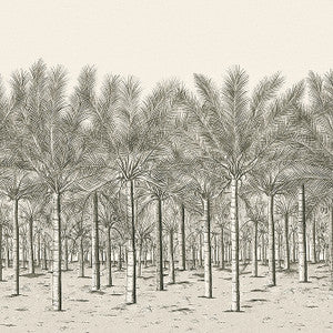 Palm Grove Mural - 5 Panel Full Set Black Tea TM13950 by Thibaut Designer Wallpaper