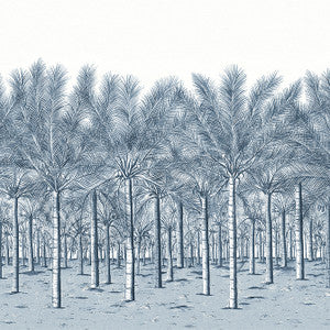 Palm Grove Mural - 5 Panel Full Set Navy TM13951 by Thibaut Designer Wallpaper