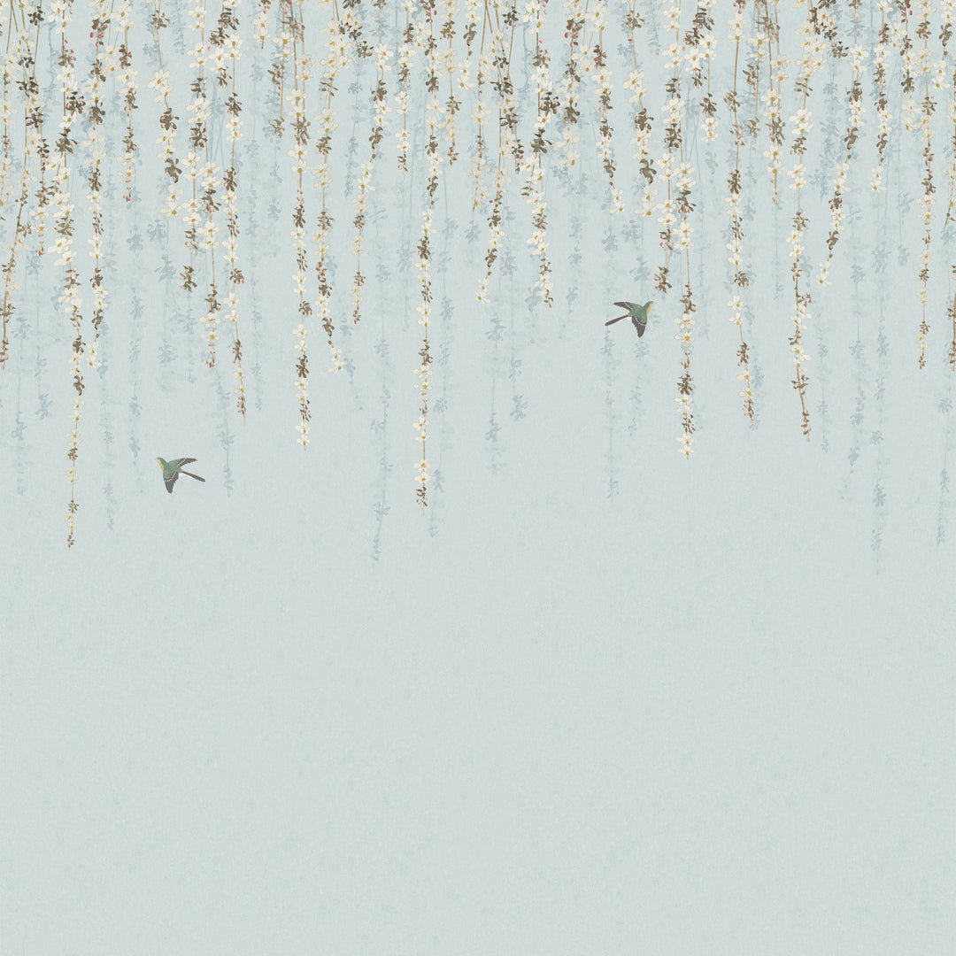 BLOSSOM MURAL Blue TM24453 by Thibaut Designer Wallpaper