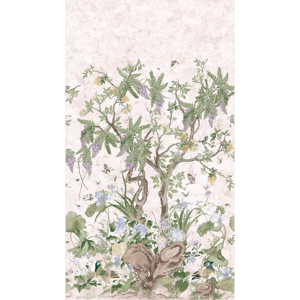 Wild Wisteria Mural 3 Panel Set Lavender and Blue TM4506 by Thibaut Designer Wallpaper