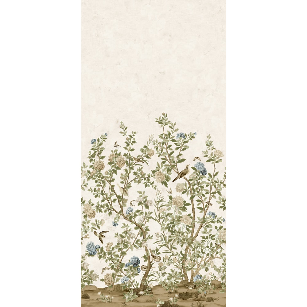 Jardin Bloom Mural 2 Panel Set Natural TM4509 by Thibaut Designer Wallpaper