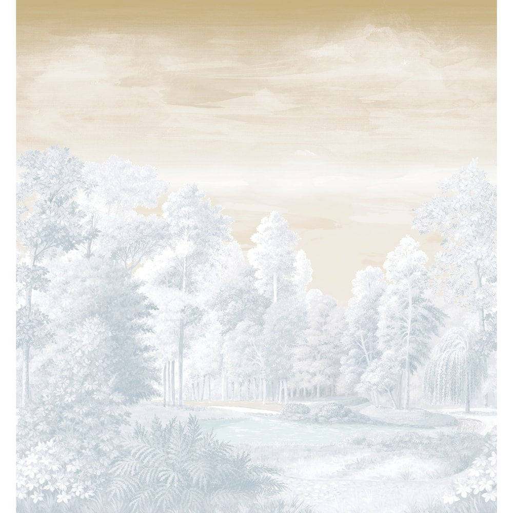Austria Mural 5 Panel Set Gold on Pearl TM4519 by Thibaut Designer Wallpaper