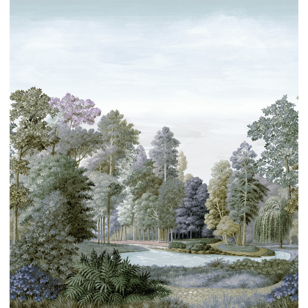Austria Mural 5 Panel Set Sage TM4520 by Thibaut Designer Wallpaper
