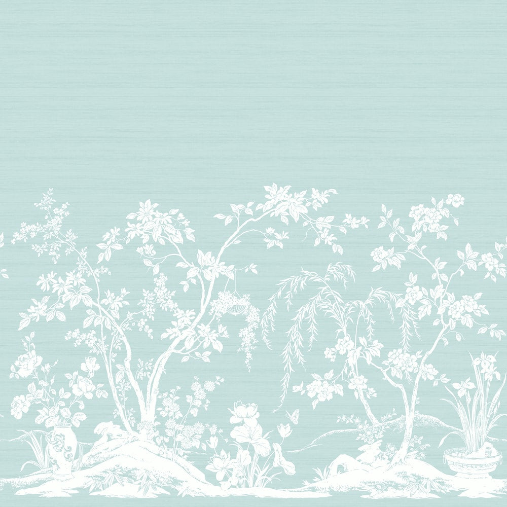 Chaumont Mural 5 Panel Set Spa Blue TM4523 by Thibaut Designer Wallpaper