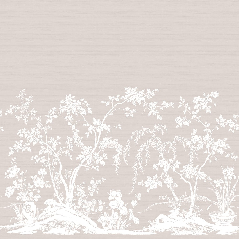 Chaumont Mural 5 Panel Set Beige TM4529 by Thibaut Designer Wallpaper