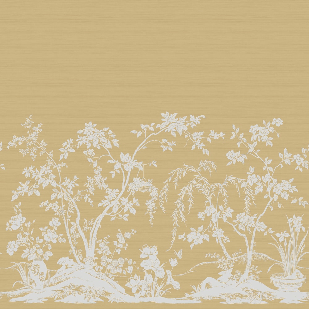 Chaumont Mural 5 Panel Set Gold TM4530 by Thibaut Designer Wallpaper