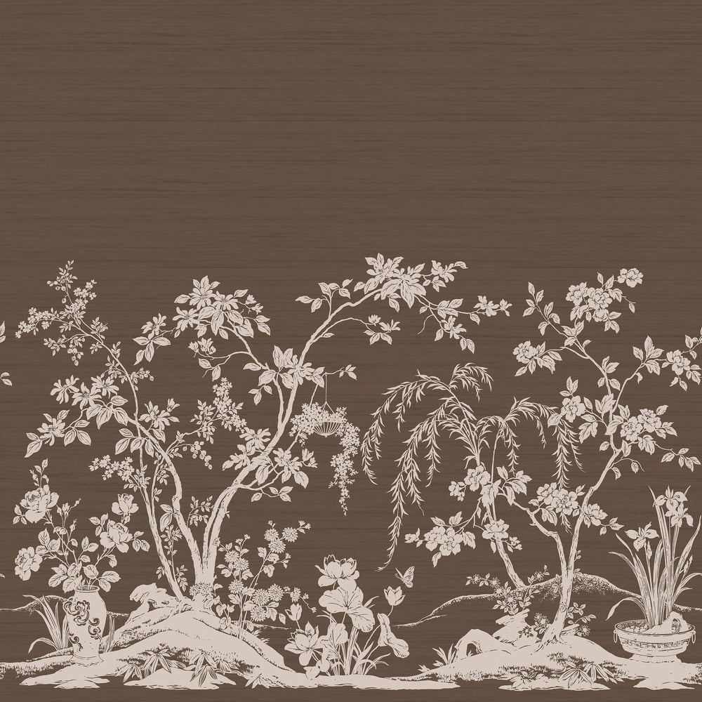 Chaumont Mural 5 Panel Set Brown and Beige TM4532 by Thibaut Designer Wallpaper