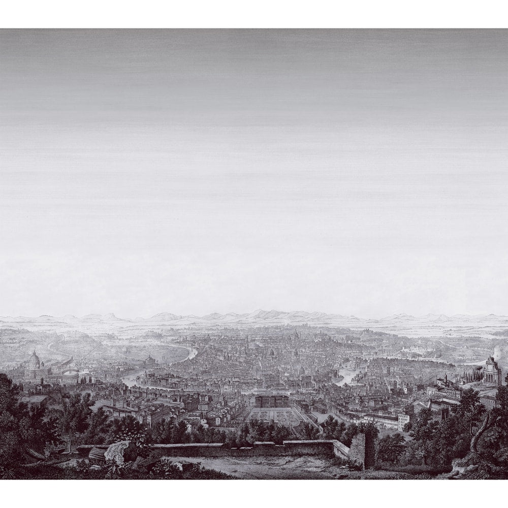 Roma Mural 6 Panel Set Black TM4537 by Thibaut Designer Wallpaper