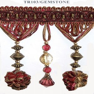 Tr103 Gemstone 33-7-17 by Norbar Designer Fabric 4 3/4" BEAD WITH TASSEL - Swanky Fabrics -