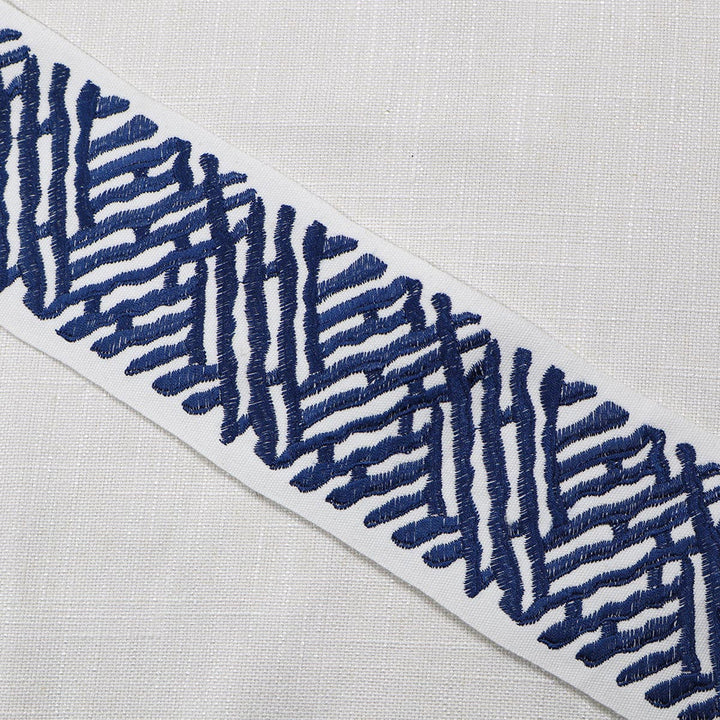 Trelli Emb Tape Marine by Magnolia Designer Trim - 100% Cotton, Emb Vis India Horizontal: and Vertical: 4 - Swanky Fabrics -