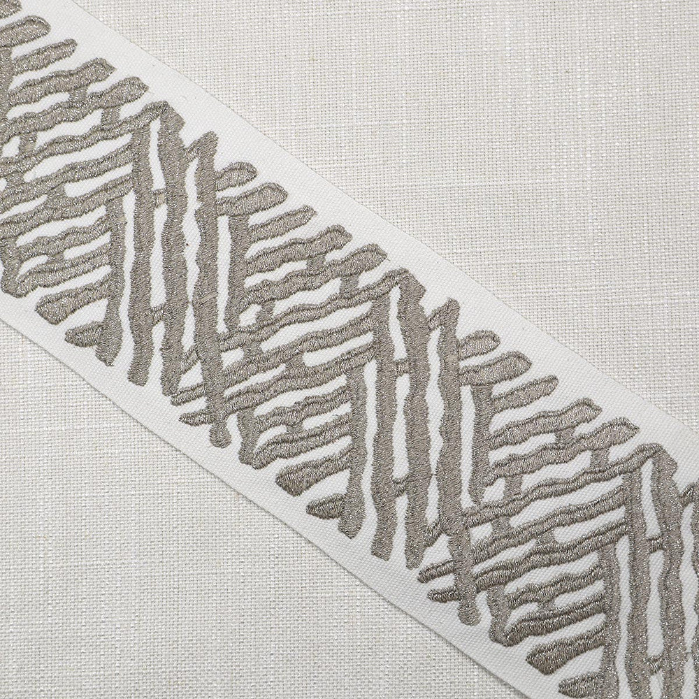 Trelli Emb Tape Platinum by Magnolia Designer Trim - 100% Cotton, Emb-Lurex India Horizontal: and Vertical: 4 - Swanky Fabrics -