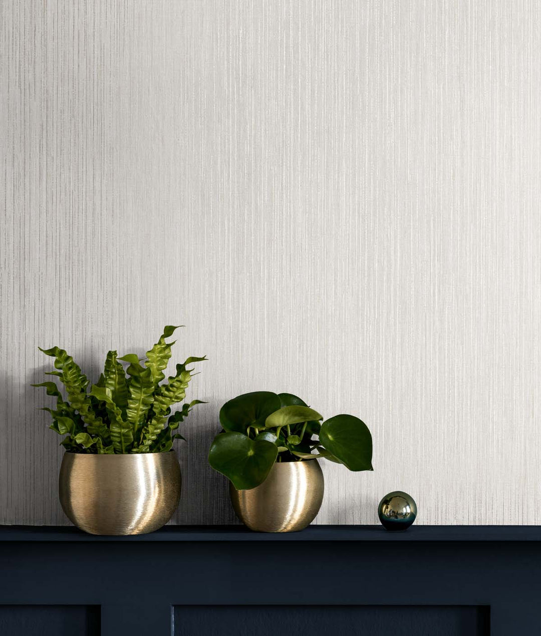 Vertical Stria Oyster & Metallic Silver TS80905 by Seabrook Designs Designer Wallpaper