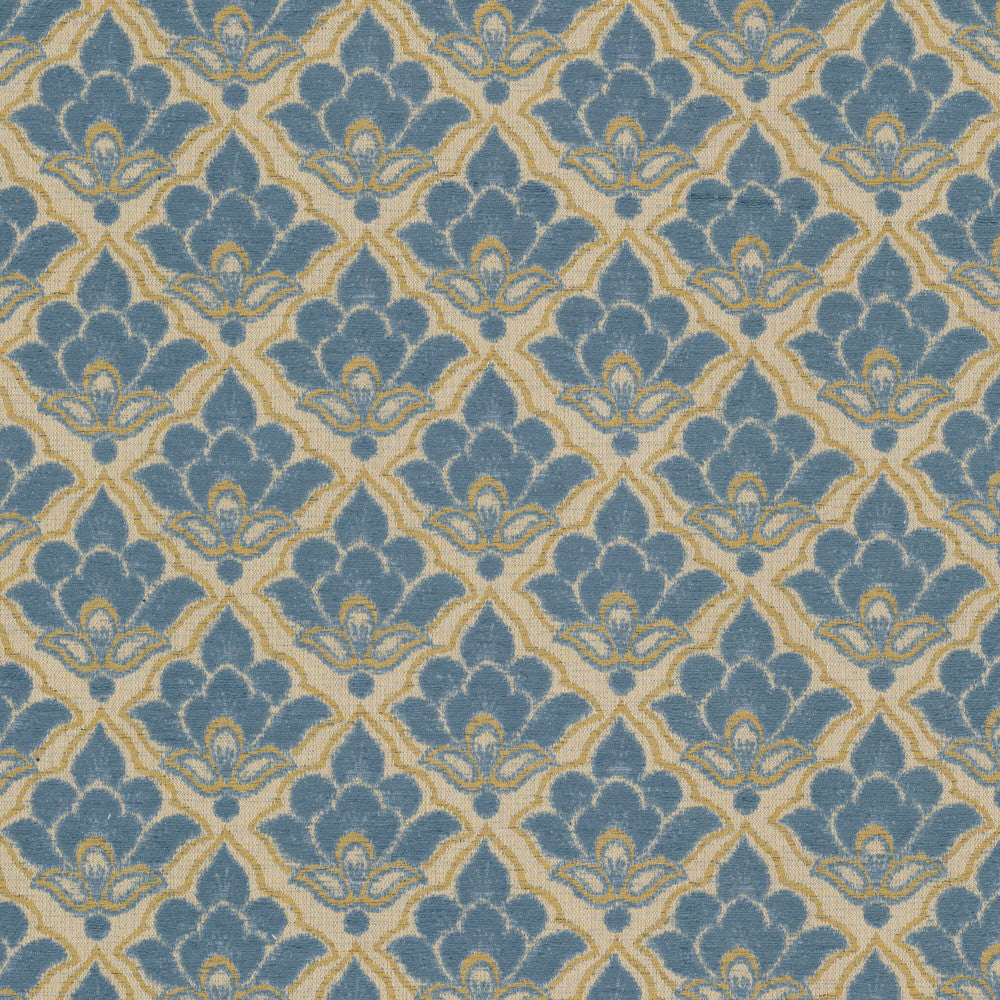 Turret 2 Dresden by Stout Fabric Stout Fabric Turret 2 DresdenFabric GREAT IMPRESSIONS BLUE/SPA 52%SVI 32%POL 16%COT USA </p><p>Repeat: H: 4.875, V: 4.500 57.5 in - Fabric Carolina -