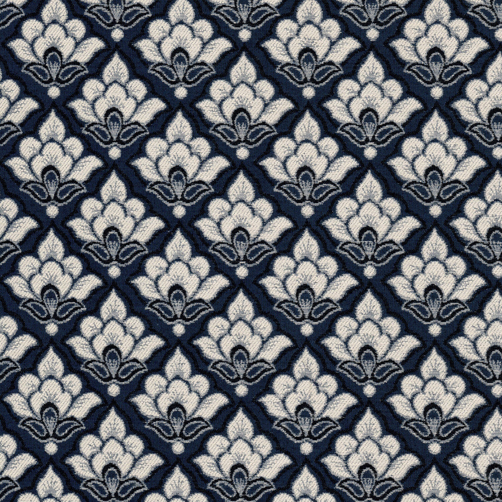 Turret 7 Navy by Stout Fabric Stout Fabric Turret 7 NavyFabric GREAT IMPRESSIONS BLUE/SPA 52%SVI 32%POL 16%COT USA </p><p>Repeat: H: 4.875, V: 4.500 57.5 in - Fabric Carolina -