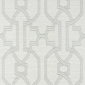 Promenade Grey on Metallic Silver TWW276 by Thibaut Designer Wallpaper