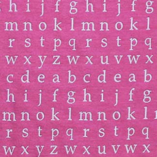 Type Write Begonia 2570811000 by Carole Designer Fabric Exclusive Emblazon 60% Rayon, 40% Polyester USA H: 5-1/2"V, 13-1/2"H 54" Minimum (See sample for specifics) - Swanky Fabrics- Carole Exclusive