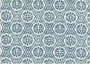 Union Old Blue by Norbar Designer Fabric ROMANCE 100% COTTON SPAIN 3 3/4"V 3 5/8"H 55" - Swanky Fabrics -