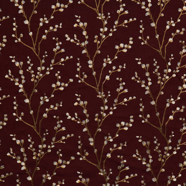 Unreal 1 Wine by Marcus William Designer Fabric KAI/MARCUS WILLIAM IMELDA 77%COT 17%SVI 6%POL %BEMB INDIA Horizontal: 25.5 and Vertical: 15.375 51 in - Swanky Fabrics -