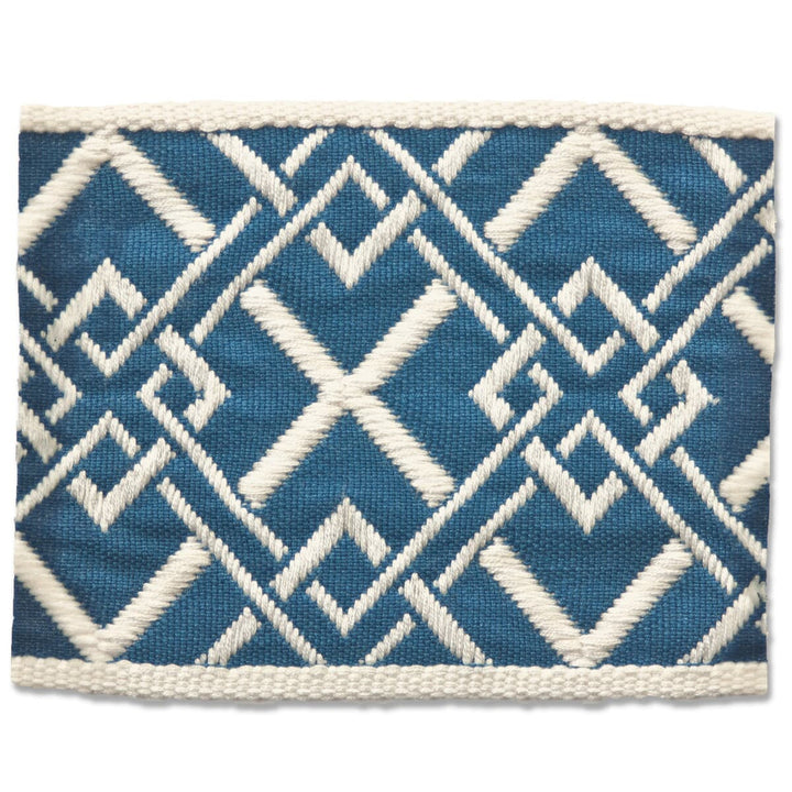 Vanity 5 Bluebird by Stout Designer Trim NEW WORLD TAPES & BORDERS 100%SVI FRANCE Horizontal: 2.125 and Vertical: 0 2.65 in - Swanky Fabrics -