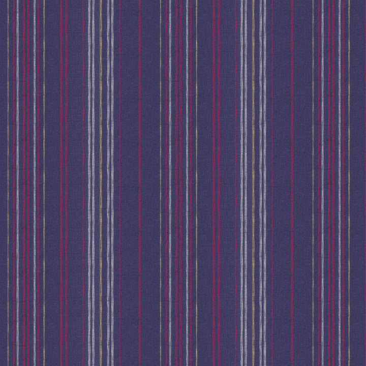 Vega 1 Americana by Stout Designer Fabric RAINBOW LIBRARY INK/SAPPHIRE 54%COT 46%LIN INDIA Horizontal: 18.6 and Vertical: 0 58 in - Swanky Fabrics -