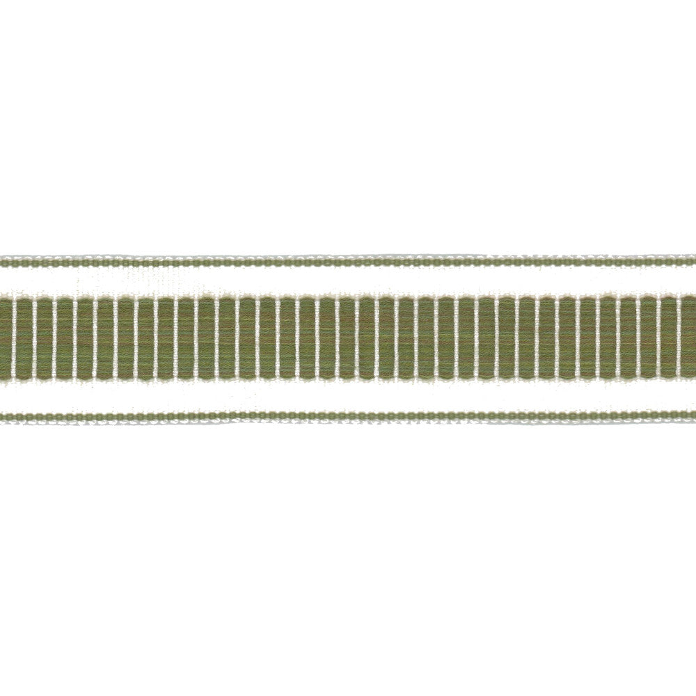 Volare Tape 3 Moss by Stout Trim Stout Trim Volare Tape 3 MossTrim NEW TRADITIONS TRIM 62%SVI 38%ACR CHINA </p><p>Repeat: H: 0.250, V: 0.000 2 in - Fabric Carolina -