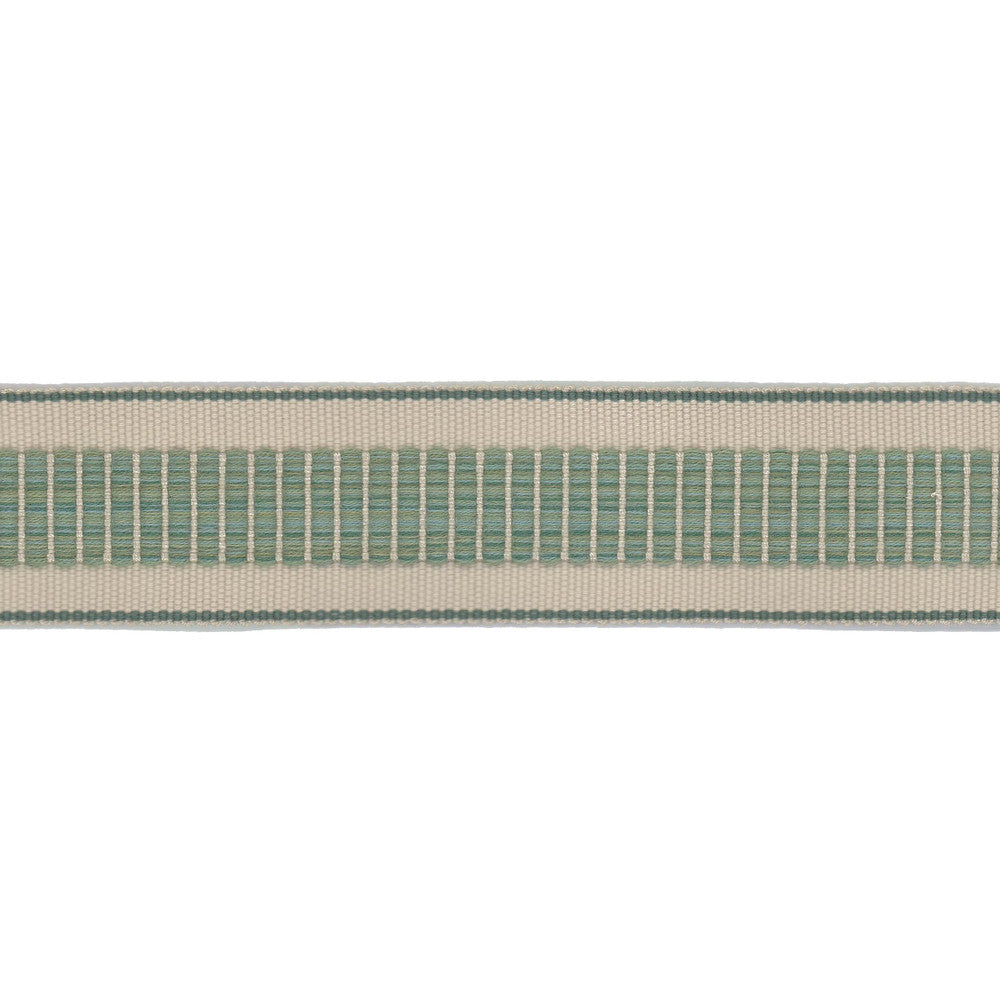 Volare Tape 4 Seaglass by Stout Trim Stout Trim Volare Tape 4 SeaglassTrim NEW TRADITIONS TRIM 62%SVI 38%ACR CHINA </p><p>Repeat: H: 0.250, V: 0.000 2 in - Fabric Carolina -