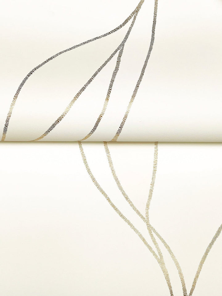 Society Hill White Abstract Leaf Wallpaper by Ronald Redding Designer