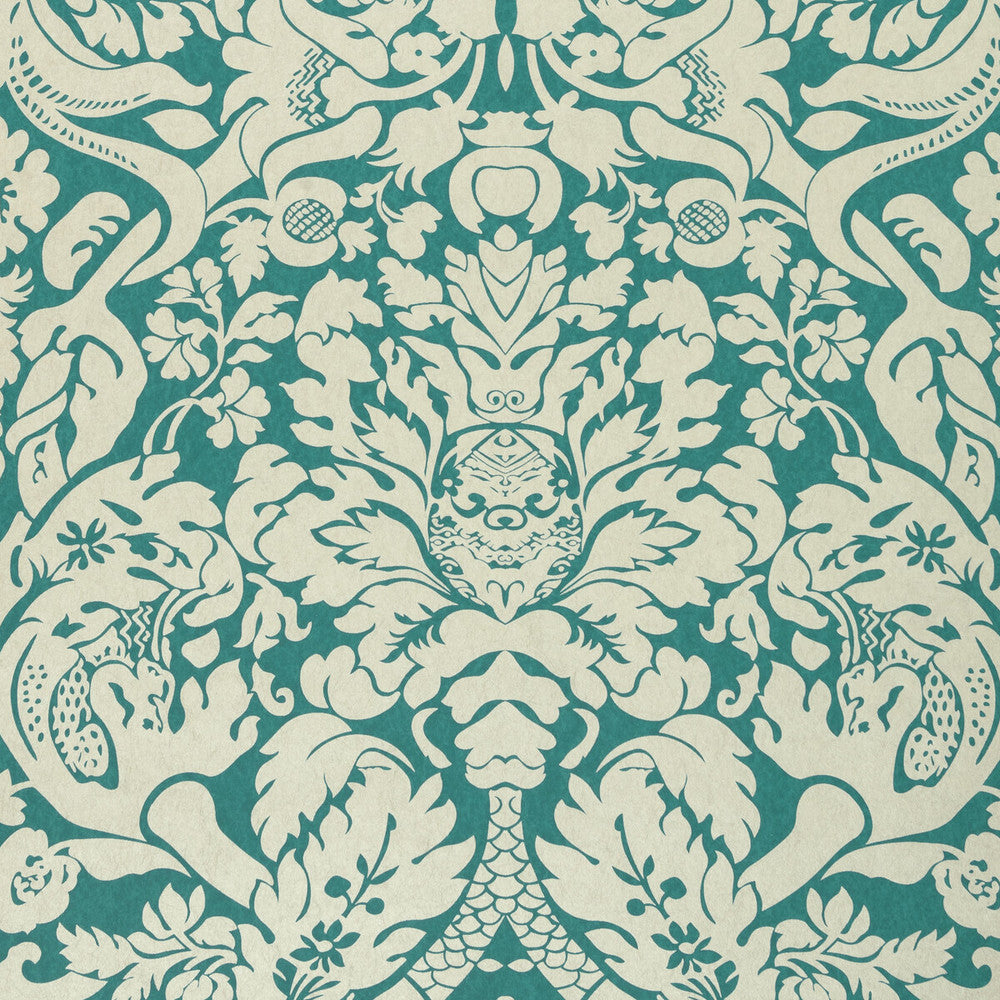 Valentina Teal by Clarke And Clarke Designer Wallcovering CLARKE & CLARKE COLONY Belgium Horizontal: 0 and Vertical: 25.25 20.875 - Swanky Fabrics -