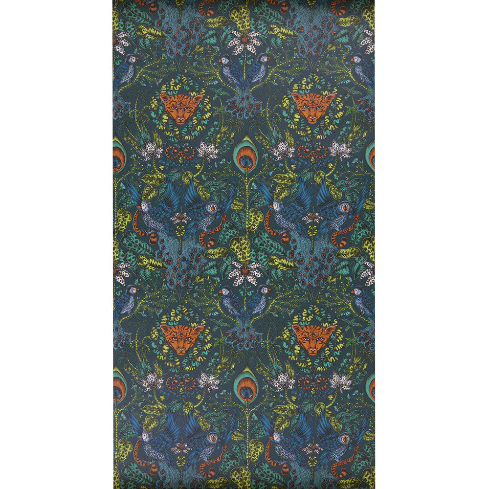 Amazon Navy by Clarke And Clarke Designer Wallcovering ANIMALIA BY EMMA J SHIPLEY FOR C&C - United Kingdom - Horizontal: 0 and Vertical: 18 20.5 - Swanky Fabrics -