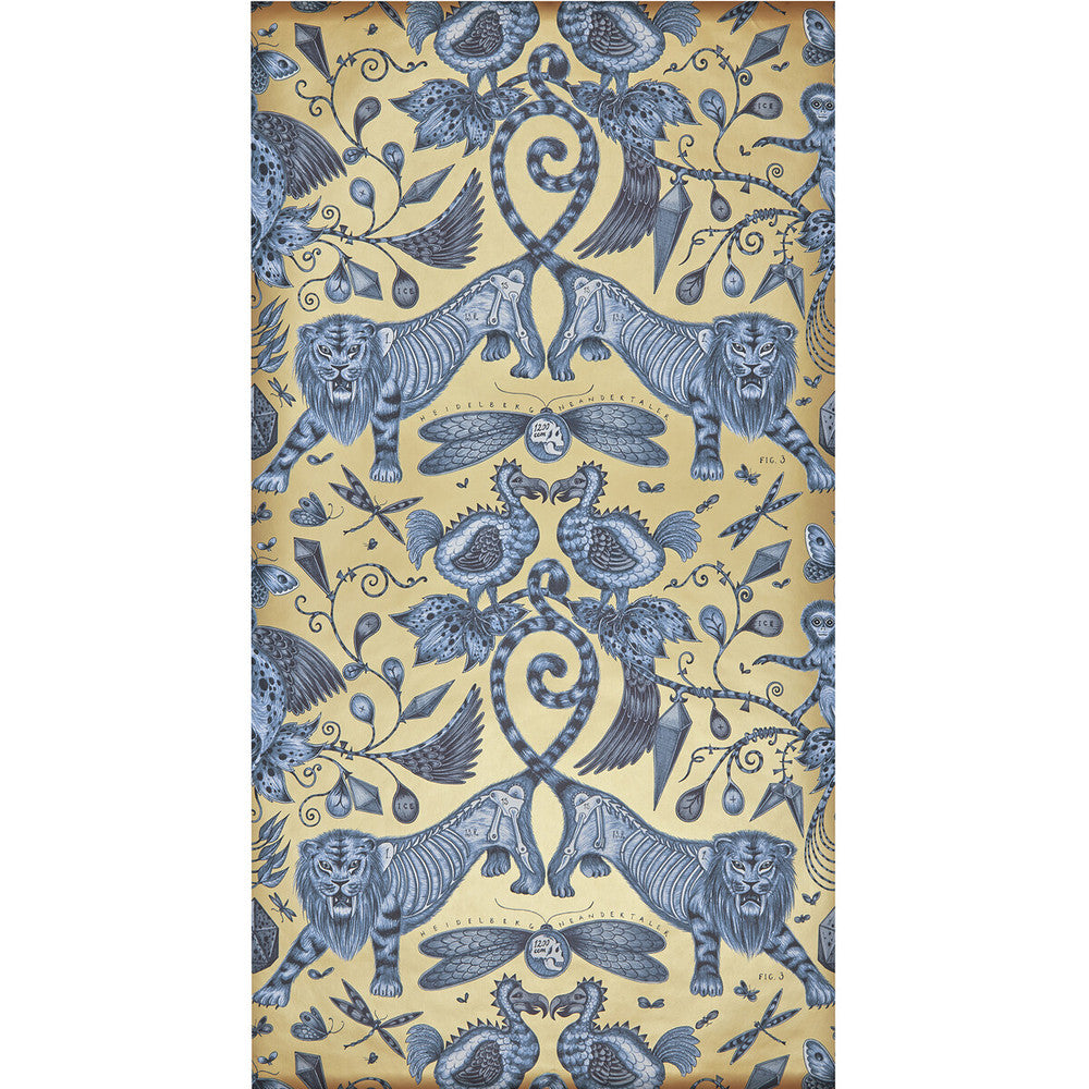 Extinct Blue by Clarke And Clarke Designer Wallcovering ANIMALIA BY EMMA J SHIPLEY FOR C&C United Kingdom Horizontal: 0 and Vertical: 18 20.5 - Swanky Fabrics -
