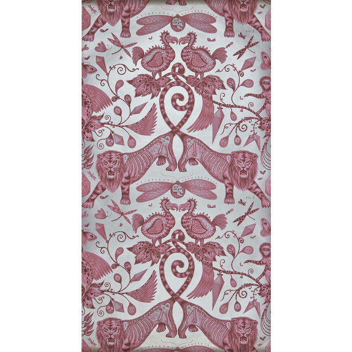 Extinct Magenta by Clarke And Clarke Designer Wallcovering ANIMALIA BY EMMA J SHIPLEY FOR C&C - United Kingdom - Horizontal: 0 and Vertical: 18 20.5 - Swanky Fabrics -