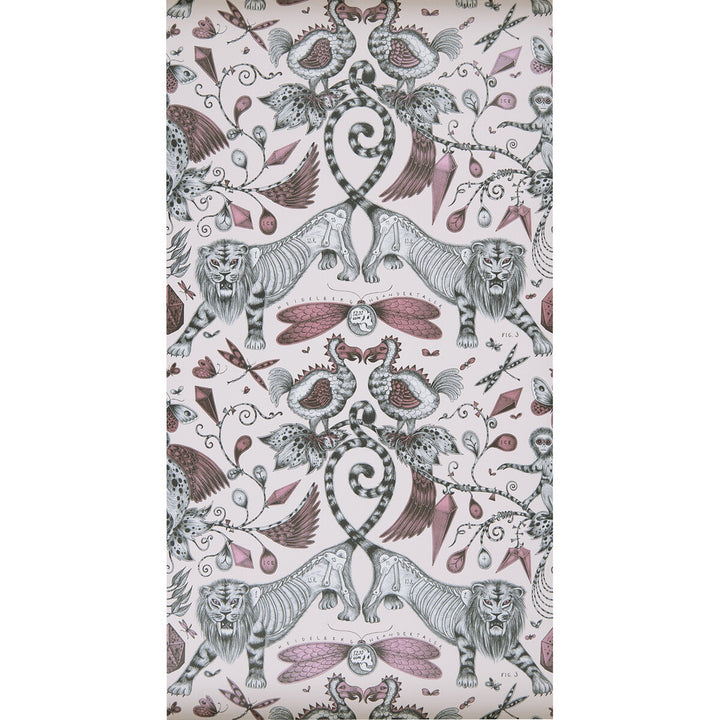 Extinct Pink by Clarke And Clarke Designer Wallcovering ANIMALIA BY EMMA J SHIPLEY FOR C&C - United Kingdom - Horizontal: 0 and Vertical: 18 20.5 - Swanky Fabrics -