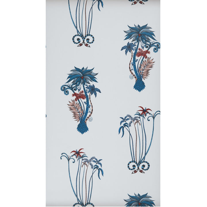 Jungle Palms Blue by Clarke And Clarke Designer Wallcovering ANIMALIA BY EMMA J SHIPLEY FOR C&C United Kingdom Horizontal: 0 and Vertical: 30.125 20.5 - Swanky Fabrics -