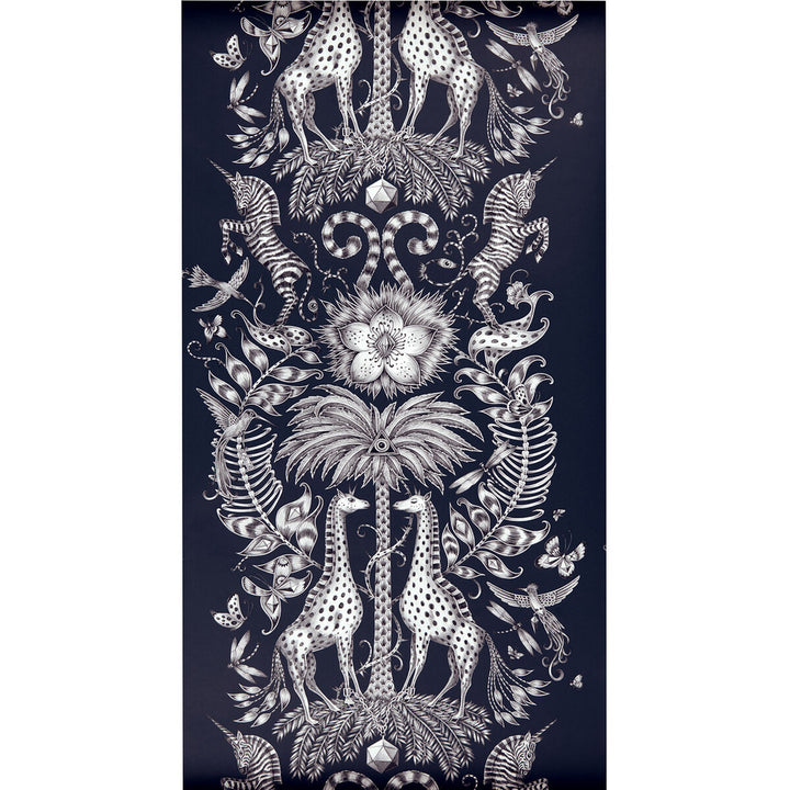 Kruger Navy by Clarke And Clarke Designer Wallcovering ANIMALIA BY EMMA J SHIPLEY FOR C&C United Kingdom Horizontal: 0 and Vertical: 27.125 20.5 - Swanky Fabrics -