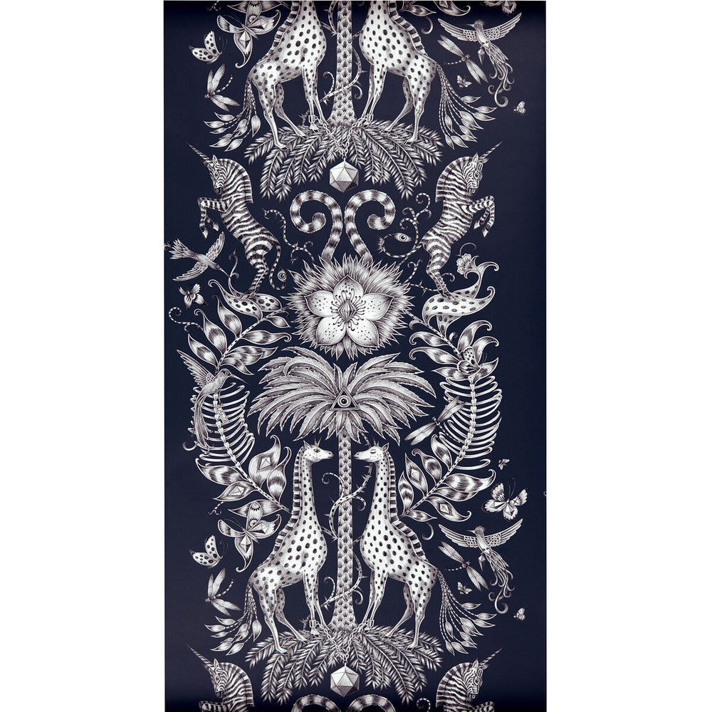 Kruger Navy by Clarke And Clarke Designer Wallcovering ANIMALIA BY EMMA J SHIPLEY FOR C&C United Kingdom Horizontal: 0 and Vertical: 27.125 20.5 - Swanky Fabrics -