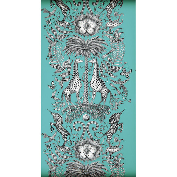 Kruger Teal by Clarke And Clarke Designer Wallcovering ANIMALIA BY EMMA J SHIPLEY FOR C&C - United Kingdom - Horizontal: 0 and Vertical: 27.125 20.5 - Swanky Fabrics -
