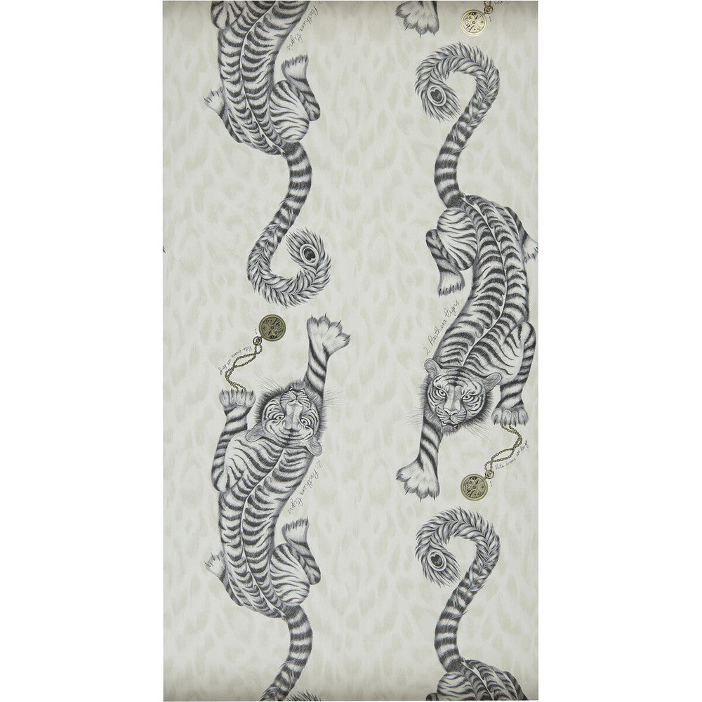 Tigris Monochrome by Clarke And Clarke Designer Wallcovering ANIMALIA BY EMMA J SHIPLEY FOR C&C United Kingdom Horizontal: 0 and Vertical: 25.25 20.5 - Swanky Fabrics -