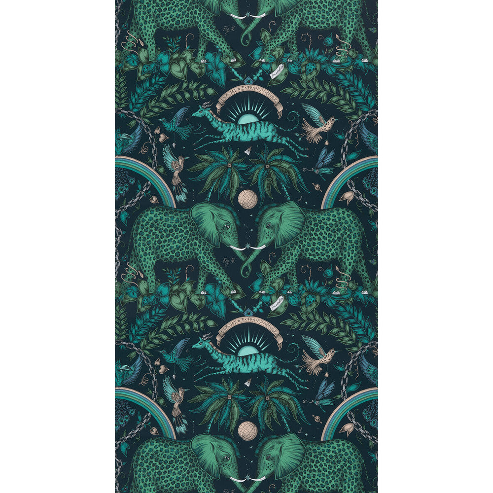 Zambezi Teal by Clarke And Clarke Designer Wallcovering WILDERIE BY EMMA J SHIPLEY FOR C&C PAPER - 100% United Kingdom Horizontal: and Vertical: 18 20.5 - Swanky Fabrics -