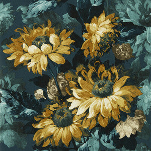 Sunforest Denim Ochre Wp W0162/01.CAC.0 By Clarke And Clarke Designer Wallcovering