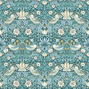 Strawberry Thief Teal Wp W0171/06.CAC.0 By Clarke And Clarke Designer Wallcovering