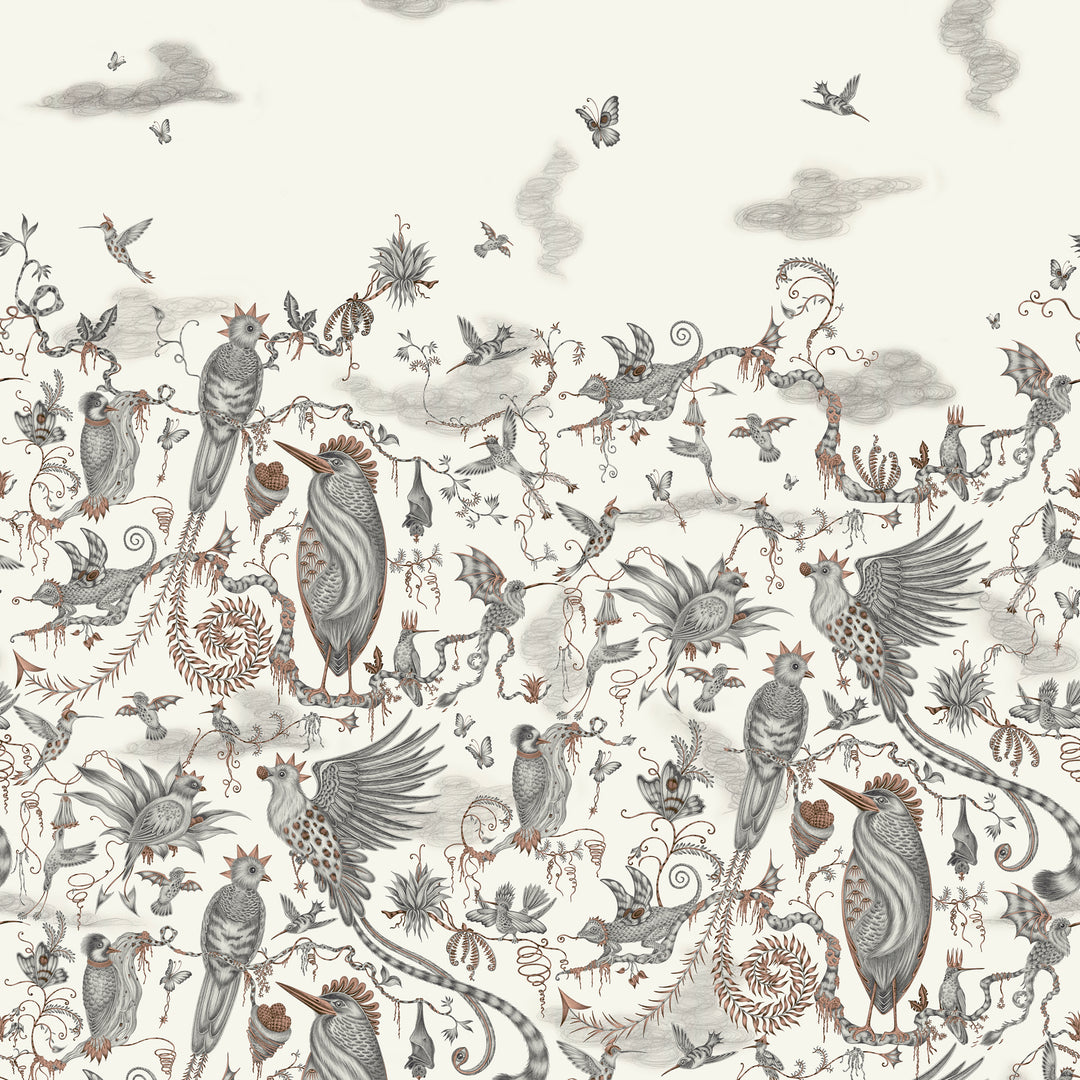 Cloud - Forest/Ivory Wp W0200/01.CAC.0 by Clarke & Clarke Designer Wallcovering