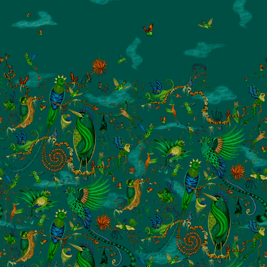 Cloud - Forest/Teal Wp W0200/02.CAC.0 by Clarke & Clarke Designer Wallcovering